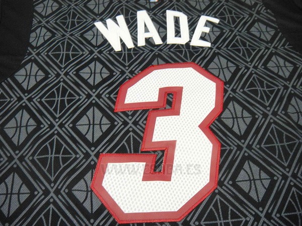 Camiseta Noches Enebea Miami Heat Dwyane Wade #3 Negro
